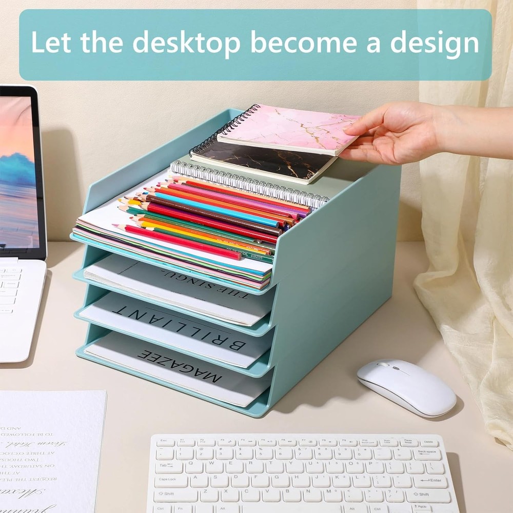 16 Pack Stackable Paper Trays Plastic Letter Tray Desk Organizer Paper Holder
