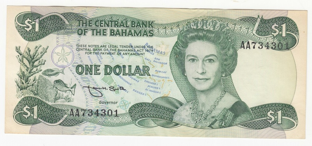 1974 Bahamas $1 Dollar Banknote - VF