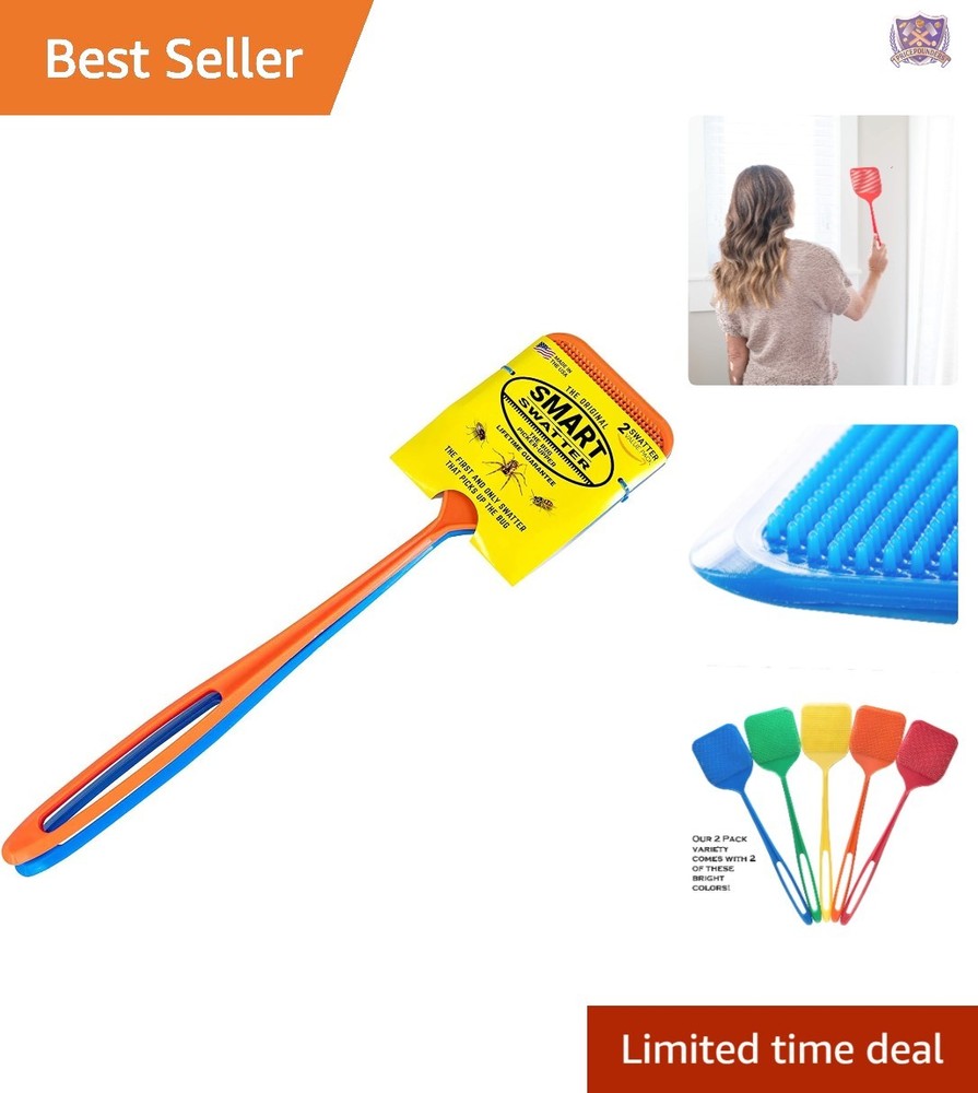 Fly Swatters Plastic Assorted Colors 2 Pack Bug Killer Insect Insecticide