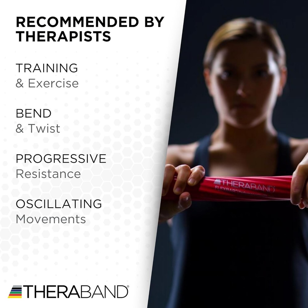 THERABAND FlexBar, Red, Light Level, Therapy Bar, Hand & Wrist Red -
