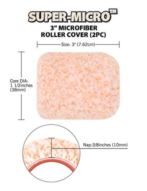 3 Inch Paint Roller - Small Paint Roller Microfiber 3pc paint roller orange