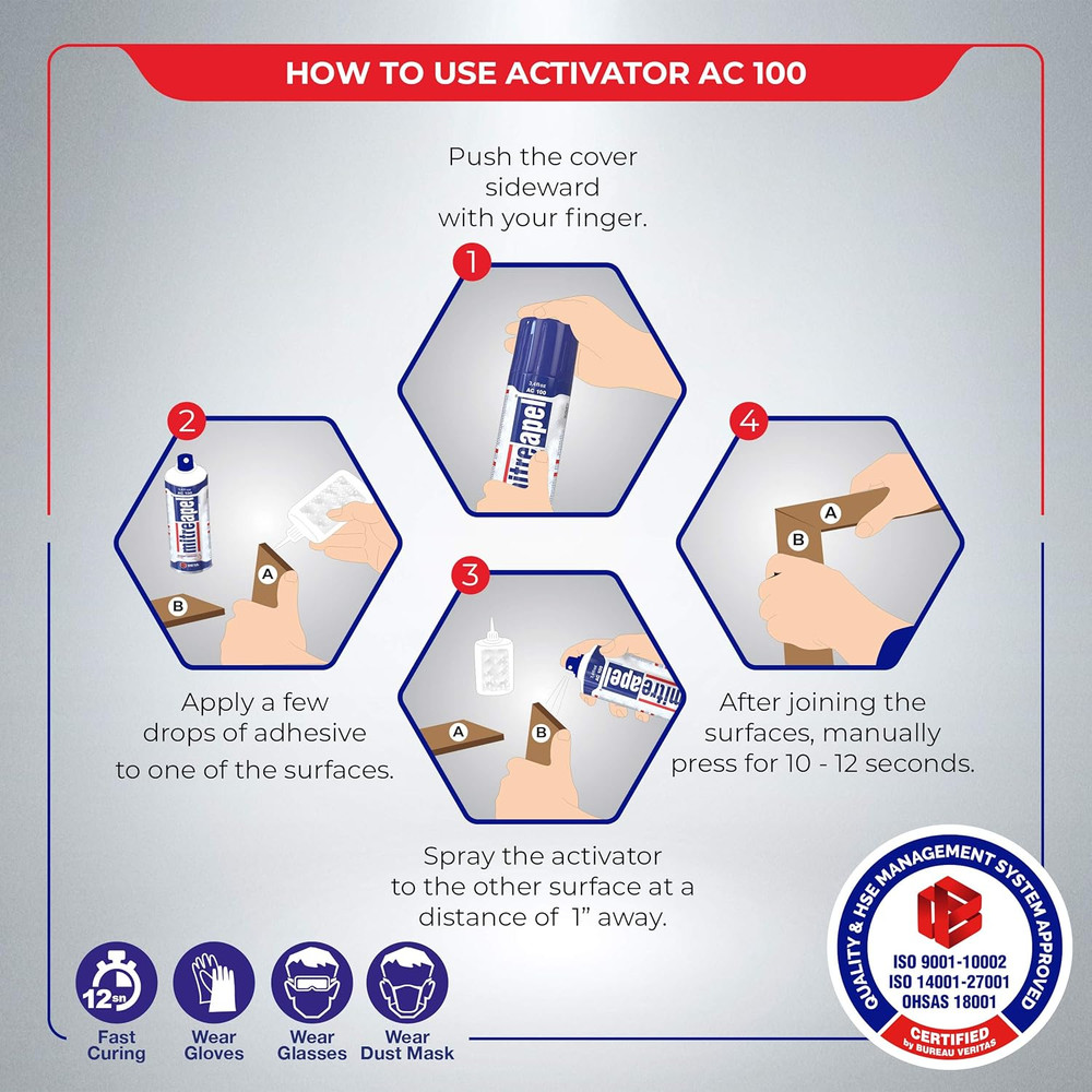 Activator Spray (2 X 3.3 Fl Oz) Accelerator for CA Super Glues (2 Pack)