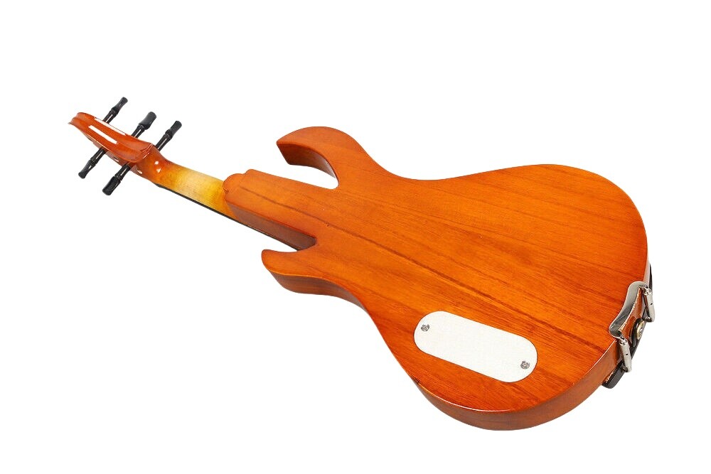 5 String Electric Violin Kit 4/4 Size Solid Wood Bird Head Yellow Paint