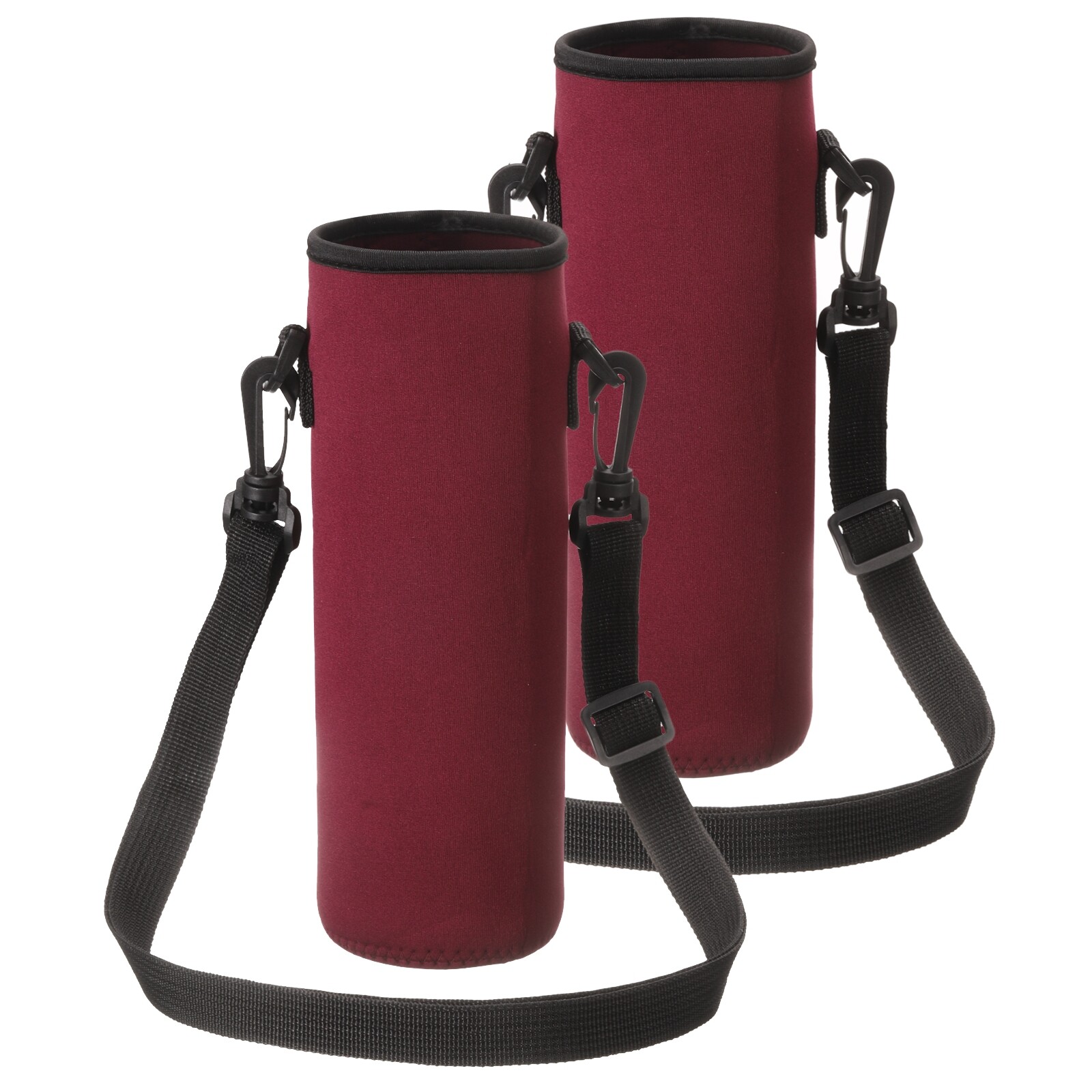 2pcs 40 oz Neoprene Insulated Water Bottle Sleeve with Strap, Wine Red