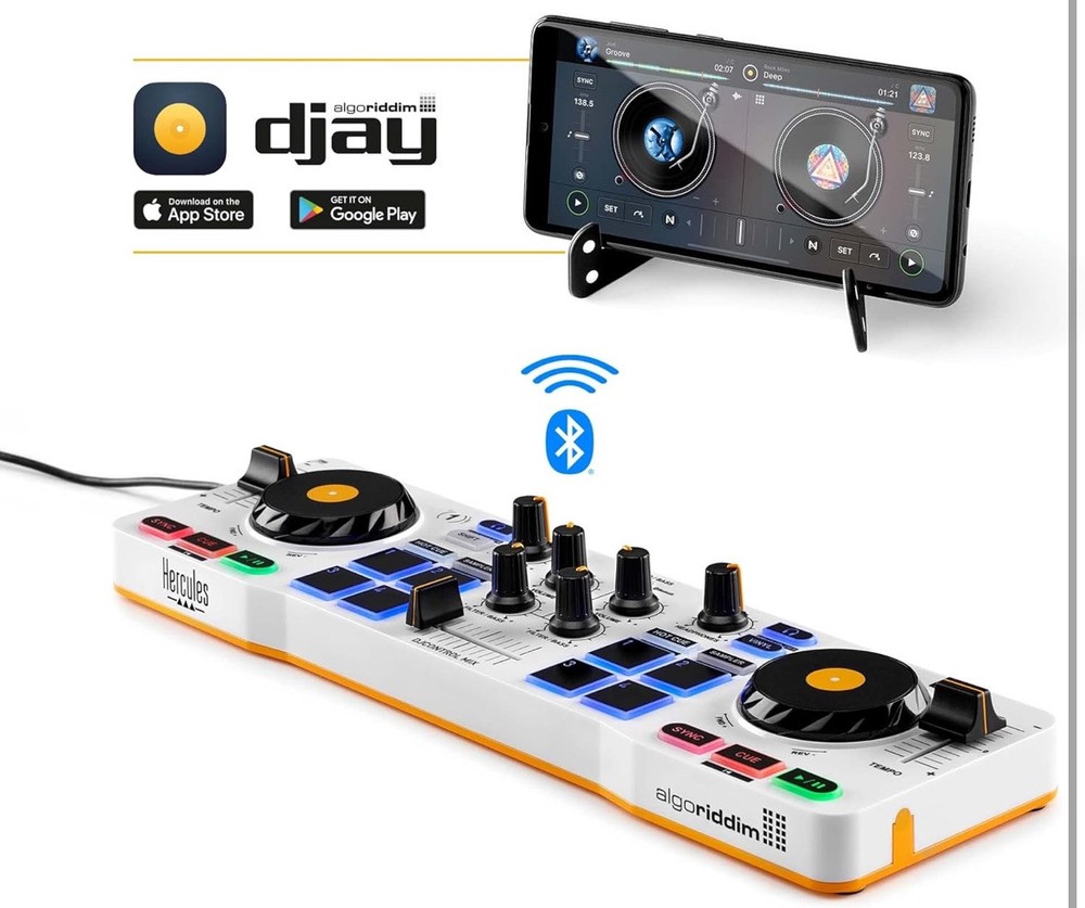 Hercules DJControl Mix Wireless Double Deck Controller - White