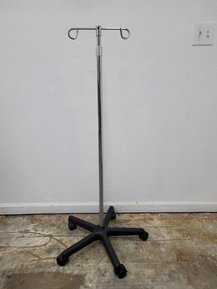 5 Leg IV Pole Stainless W/ 2 Hooks 48"-84"