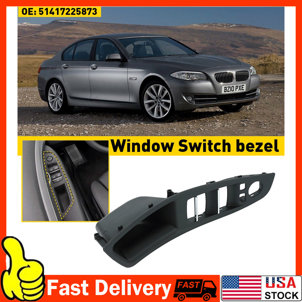 For BMW 520i 528i Black Driver Door Left Pull Handle Window Switch Cover Trim