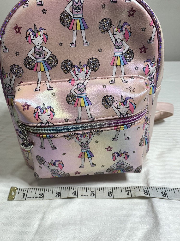 OMG! Accessories Unicorn Cheerleader Printed Dome Mini Backpack-Pink