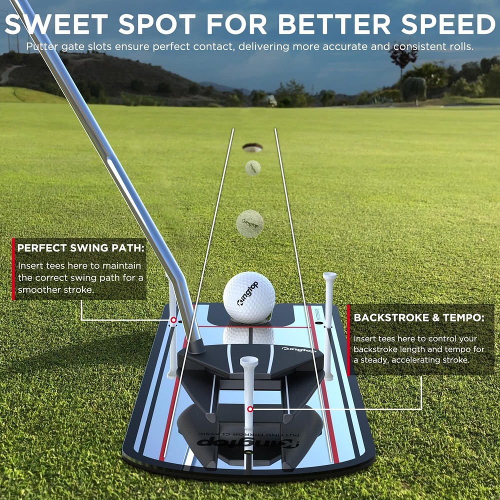 KINGTOP Classic Golf Putting Mirror - Portable Alignment Putting Training Aid...