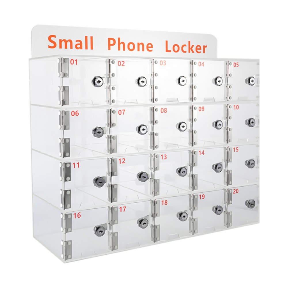 Clear Acrylic Cellphone Locker Rectangular Cell Phone Storage Box with Keys