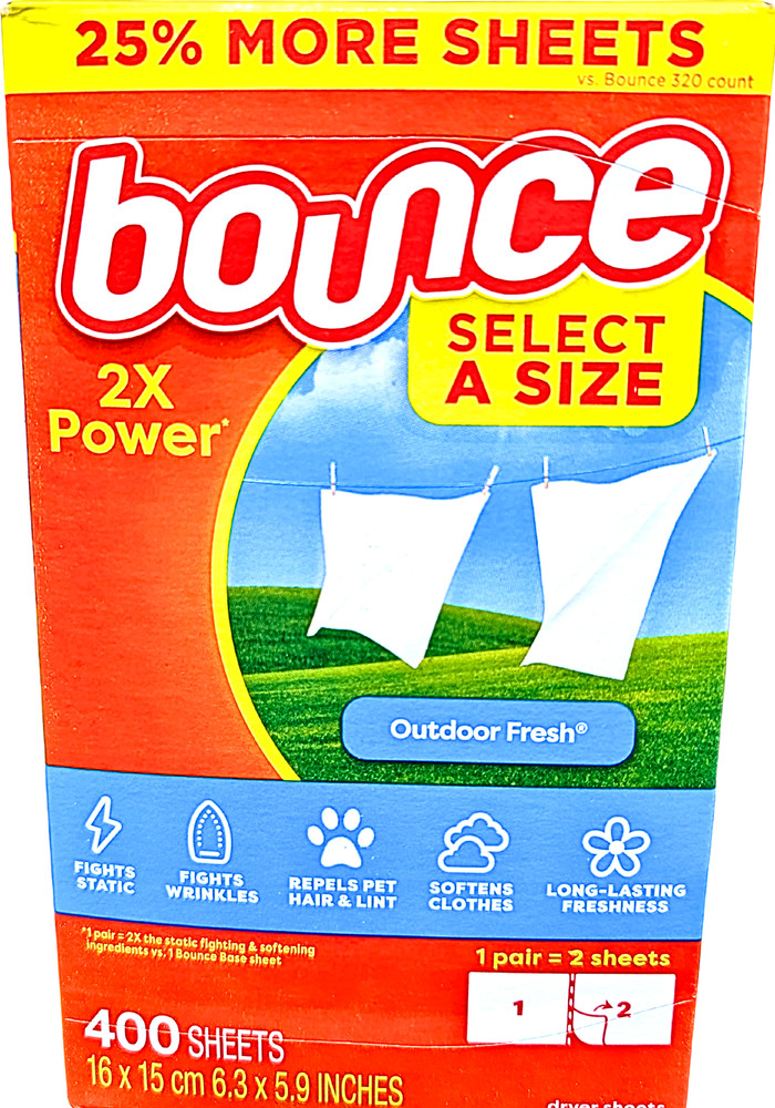 Bounce Dryer Sheet Select-A-Size Outdoor Fresh 400 Count