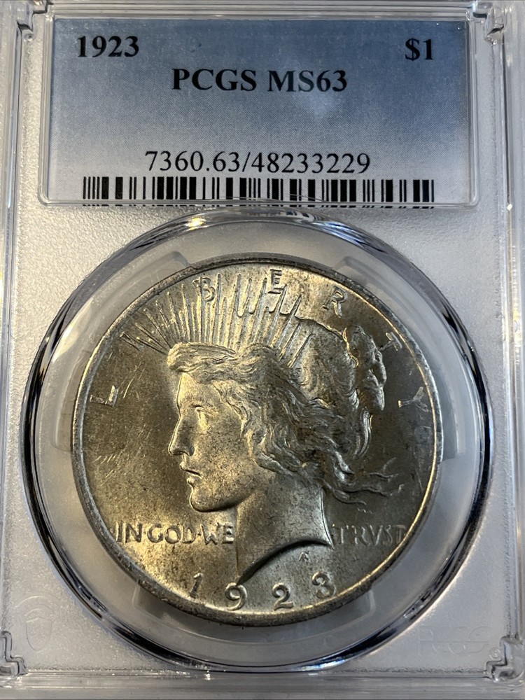 1923 Peace Silver $1 Dollar PCGS Certified MS63 Coin