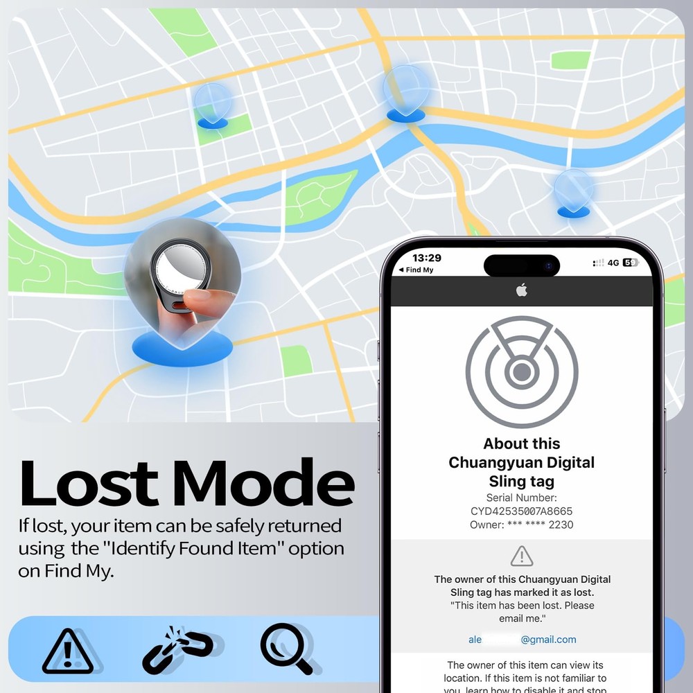 [iOS Only] Air Tracker Tags 4 Pack Black, [Apple MFi Certified] Bluetooth Key...