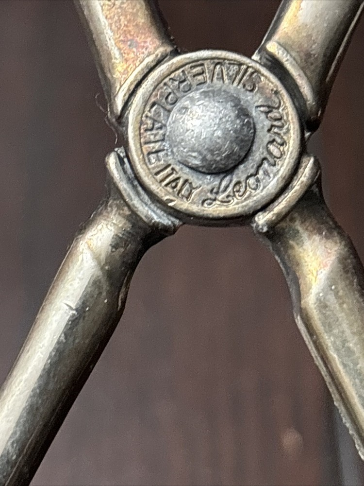 Vintage Silver Plated Leonard All Purpose Tongs Sandwich Italy Needs Polished