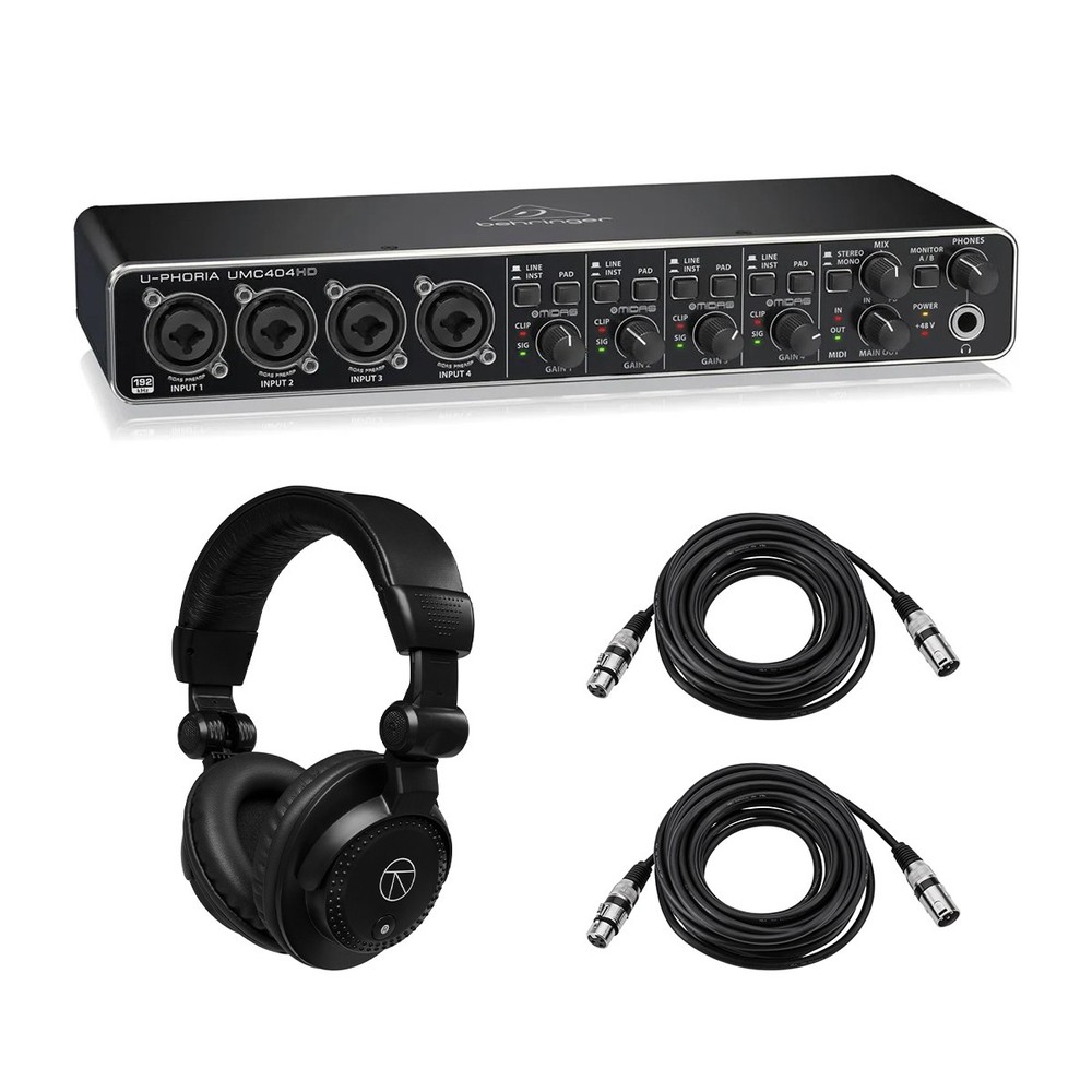 Behringer U-PHORIA UMC404HD 4x4 USB 2.0 Audio/MIDI Interface, Bundle with TAPH10