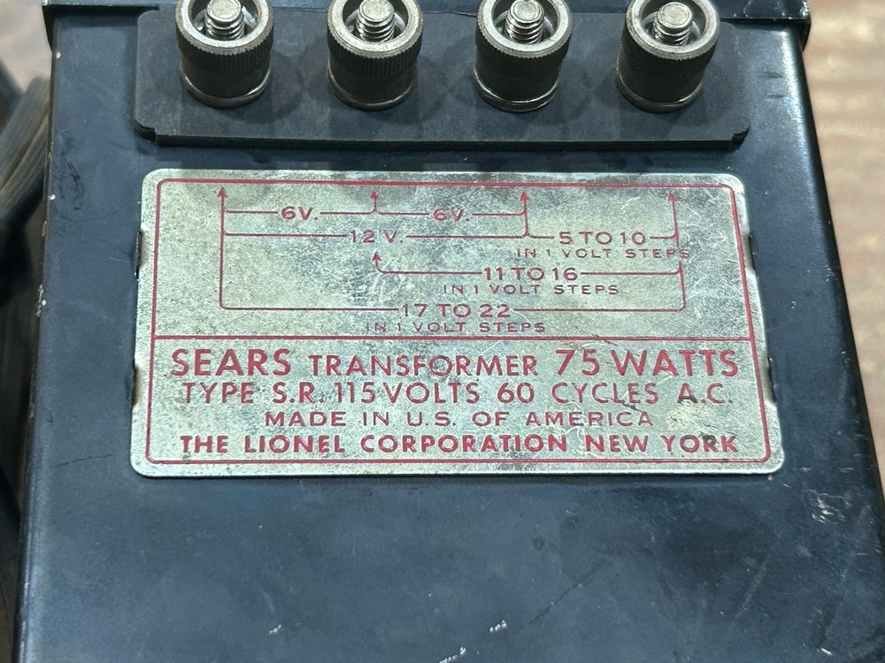 Lionel Type S. R. Sears Transformer 75 Watts