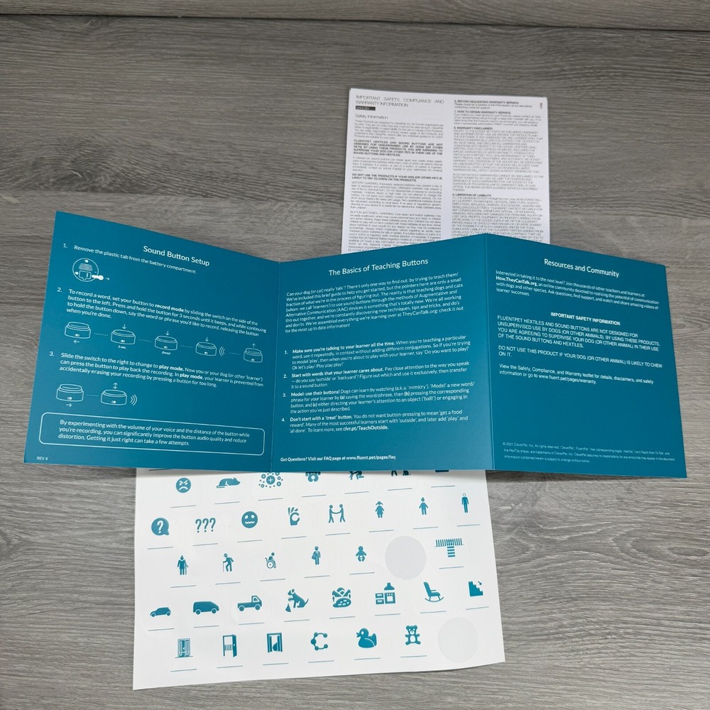 Fluent Pet Classic Quick Start Guide Paperwork & Some Stickers Used