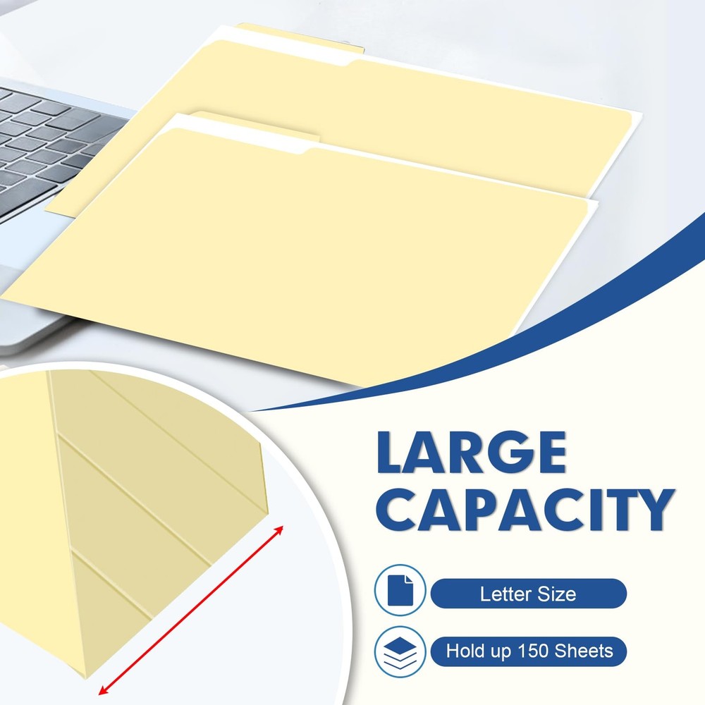 File Folder, 220 Pack File Folder, 1/3 Cut Tab, Letter Size, Filing Folder fo...