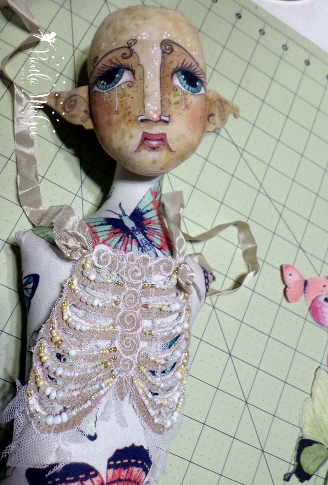Cloth Doll Costume Pattern "Ribcage Embroidery Template" by Paula McGee