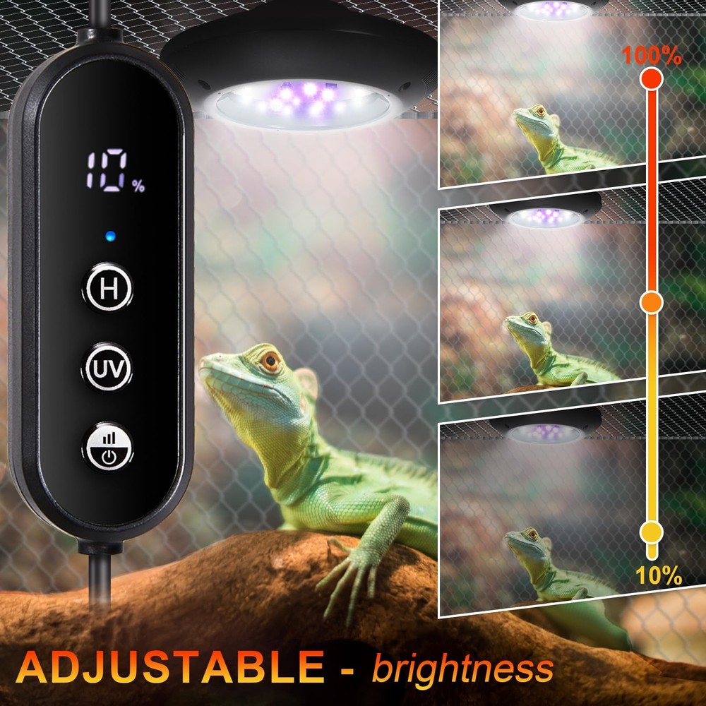 LED UVB Light for Reptiles, 8W UVA UVB Lamp – Timer Switch, Adjustable Bright...