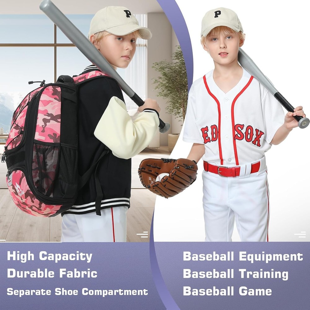 Baseball Bag-Baseball Backpack Holder for Baseball, Large Main Compartment,So...