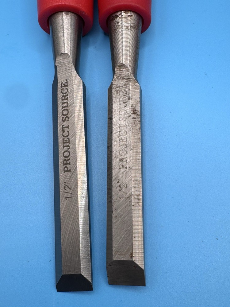 Project Source Wood Chisel Set 6 Pc 1/2” 3/4” 1” Carpentry Woodworking w/ Guards