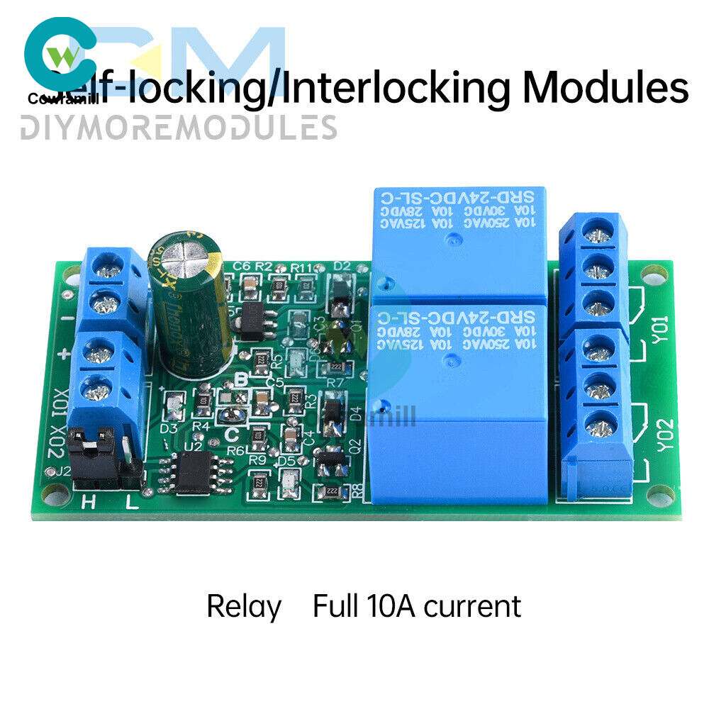 DC 5V 12V 24V 2-Way Self-Locking Interlock Relay Module Flip-Flop Latch Relay