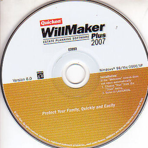 Quicken WILLMAKER Plus 2007 Estate Planning Software Taxes Helper Windows PC NEW