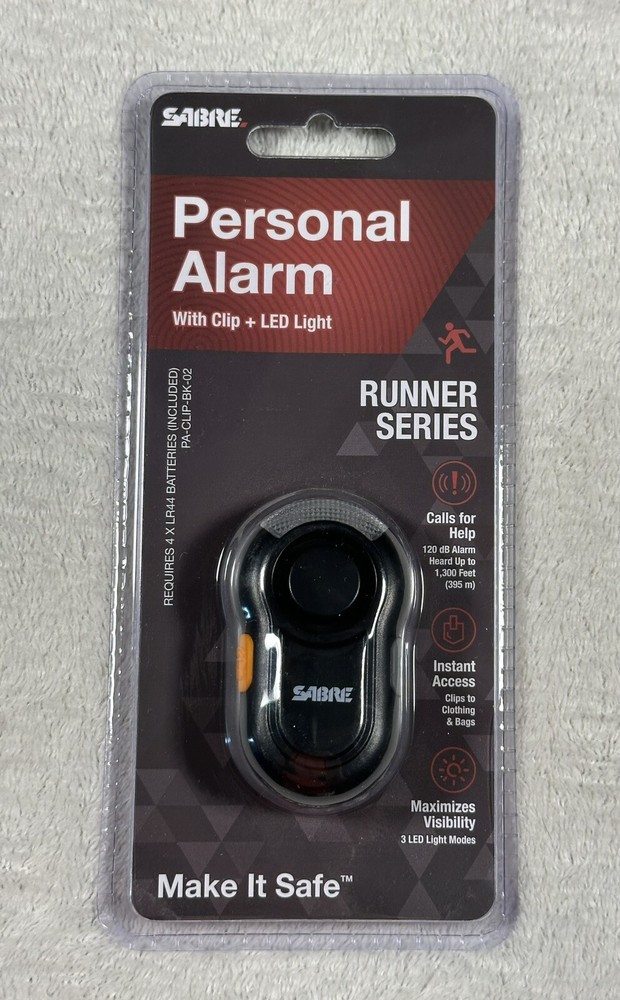 Sabre Personal Alarm with LED Light (Black)