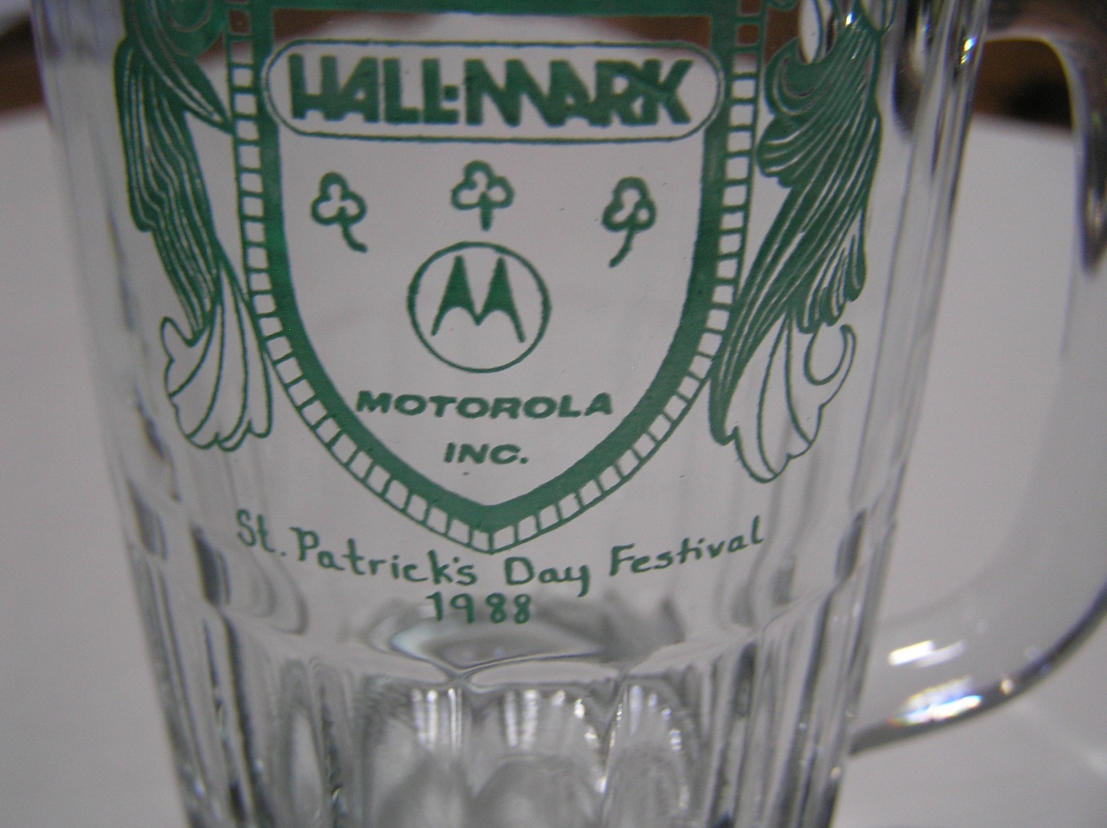 2 Vintage Beer Mugs Commemorating The Motorola St.Patrick's Day Festival in 1988