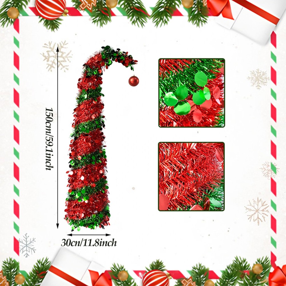 5FT Pre-Lit Pop Up Easter Tree LED Tinsel Collapsible Indoor Decor