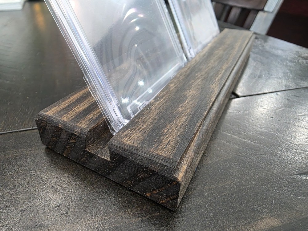Handmade Solid Wood Trading Card Display Stand - Select Pine - Jacobean Finish