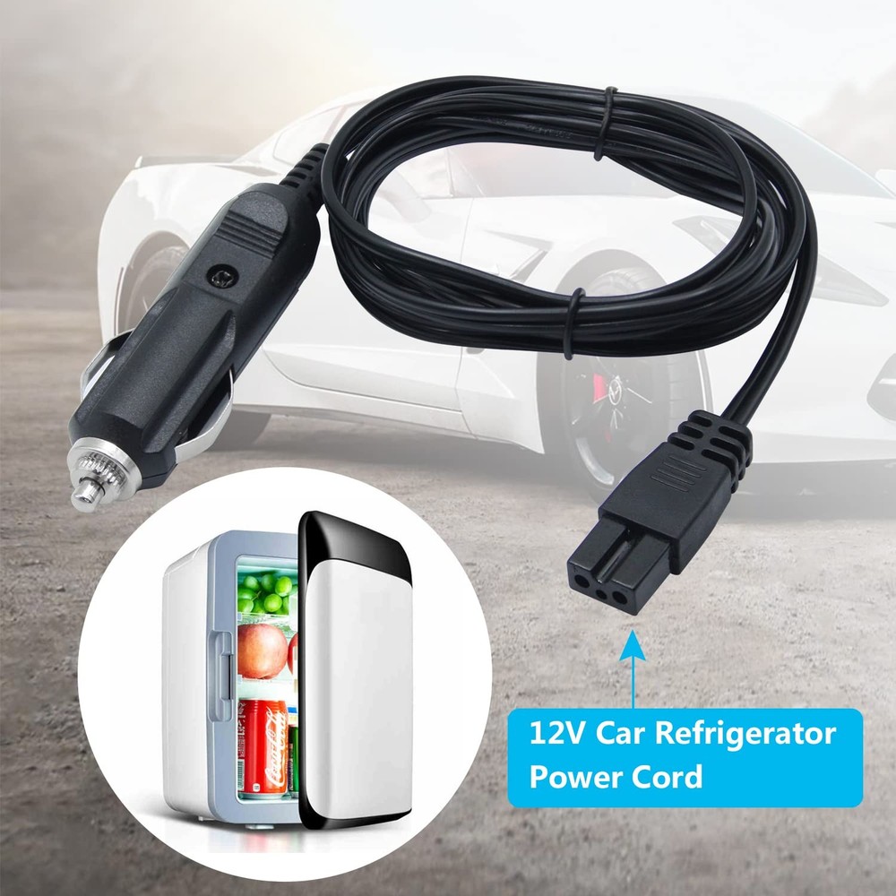 12V Car Cooler Plug Power Cable,Mini Fridge Cool Replacement Black
