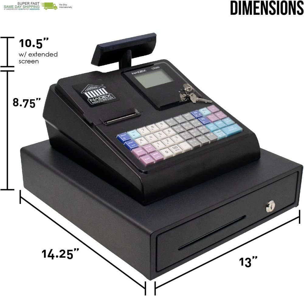Quick Load Thermal Printer, Compact Size, Cash and Coin Drawer, Black