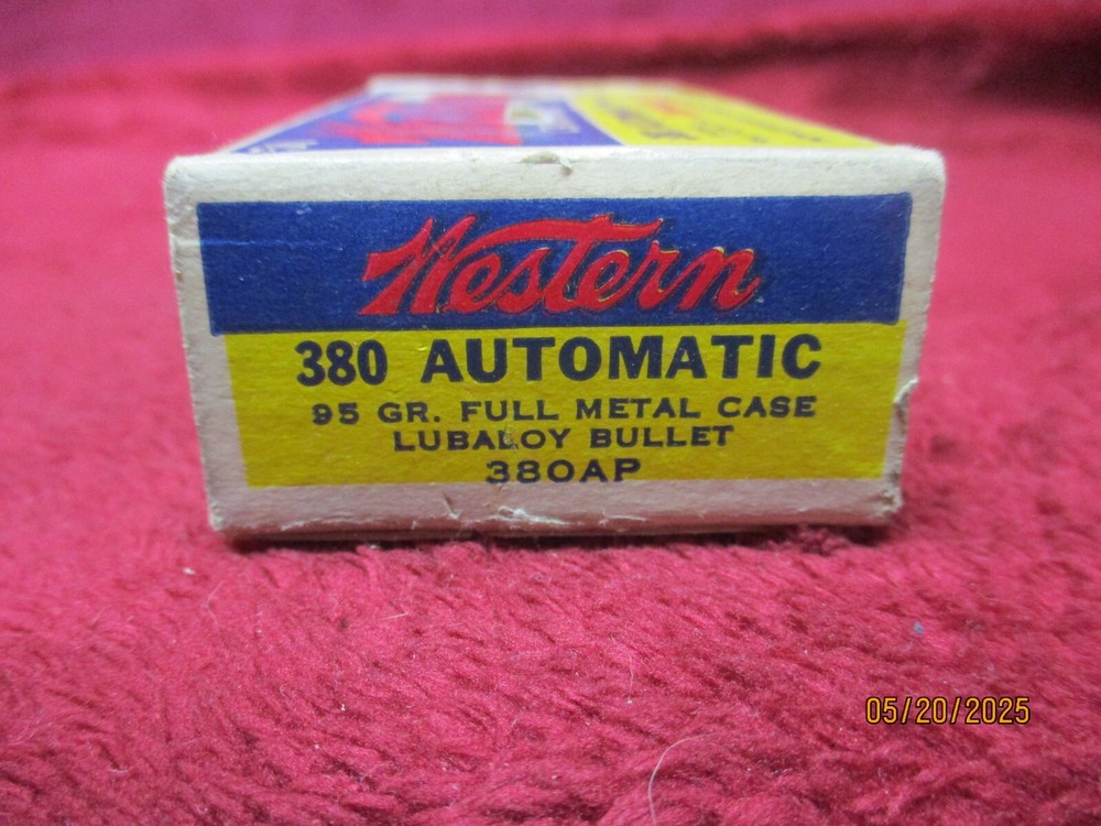 Vintage Western Cartridges, 380 Automatic 95 gr., Ammo Box, (Empty)