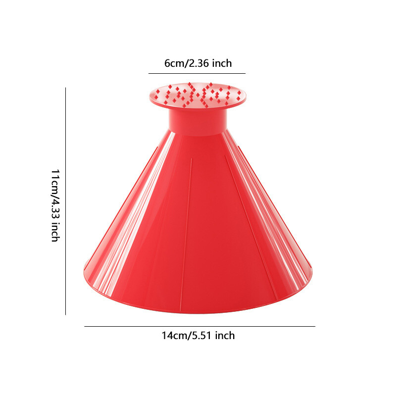 1Pc Magical Car Windshield Ice Snow Remover Scraper Tool Round Funnel Cone Red