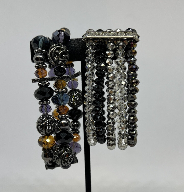 Faceted Glass Beads Multi-Row Bracelet X 2
