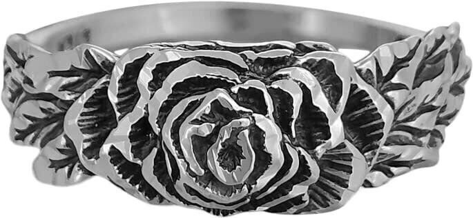 Size 6 ring Diamond Cut Full Bloom Rose Ring