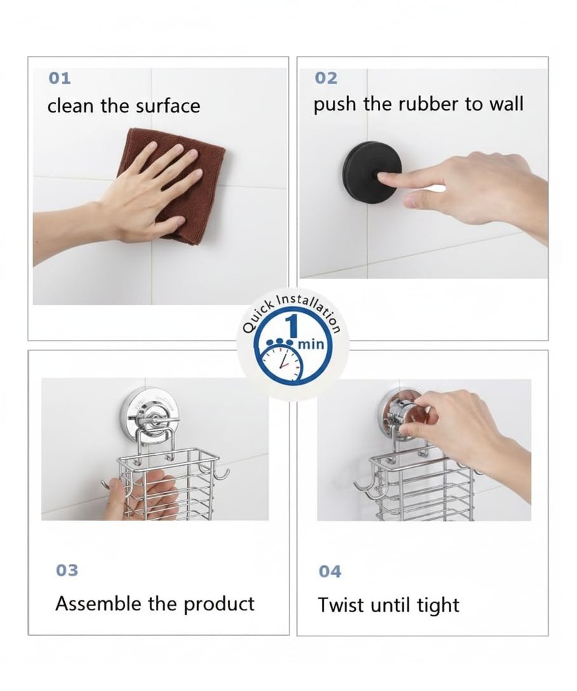 Toothbrush Holder Suction Cup Wall Mounted Toothpaste and Toothbrushes Holder...