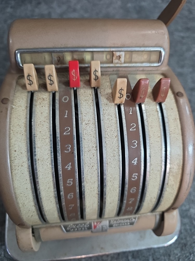 Vintage Excel Model E Check Writer Machine Not Tested Chicago Wheeling Hedman