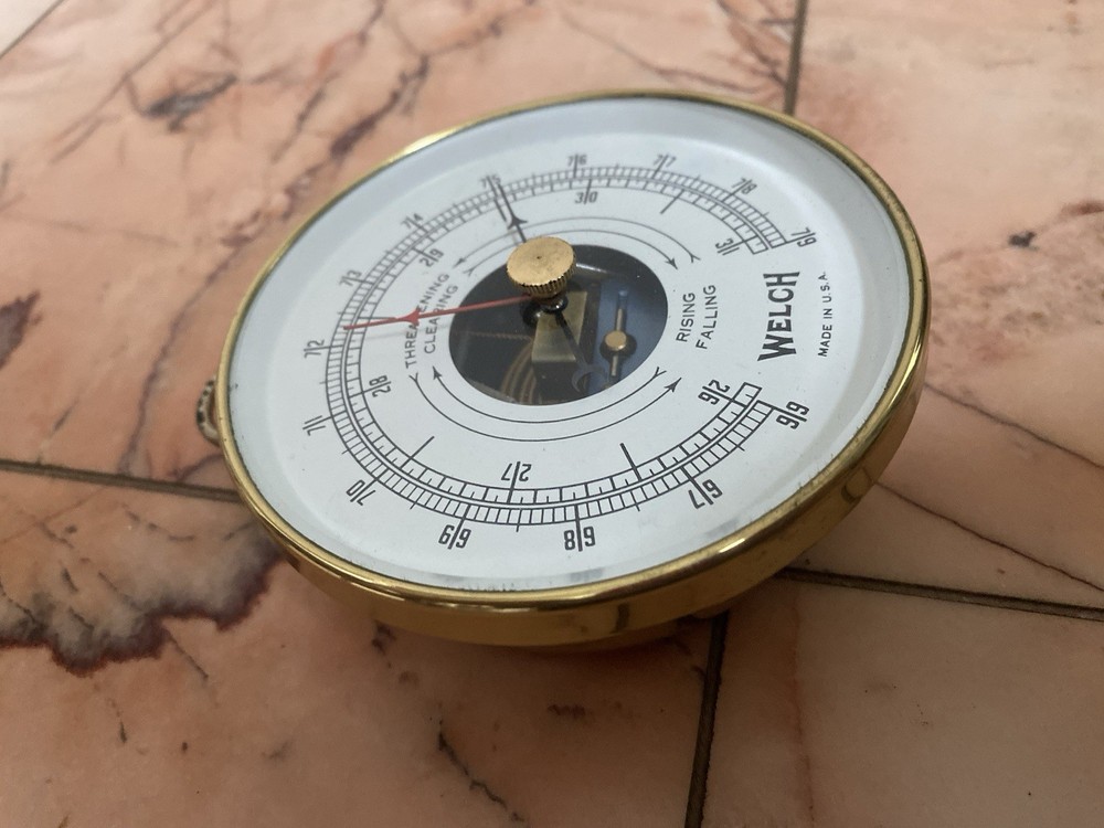 Vintage Welch Brass Barometer