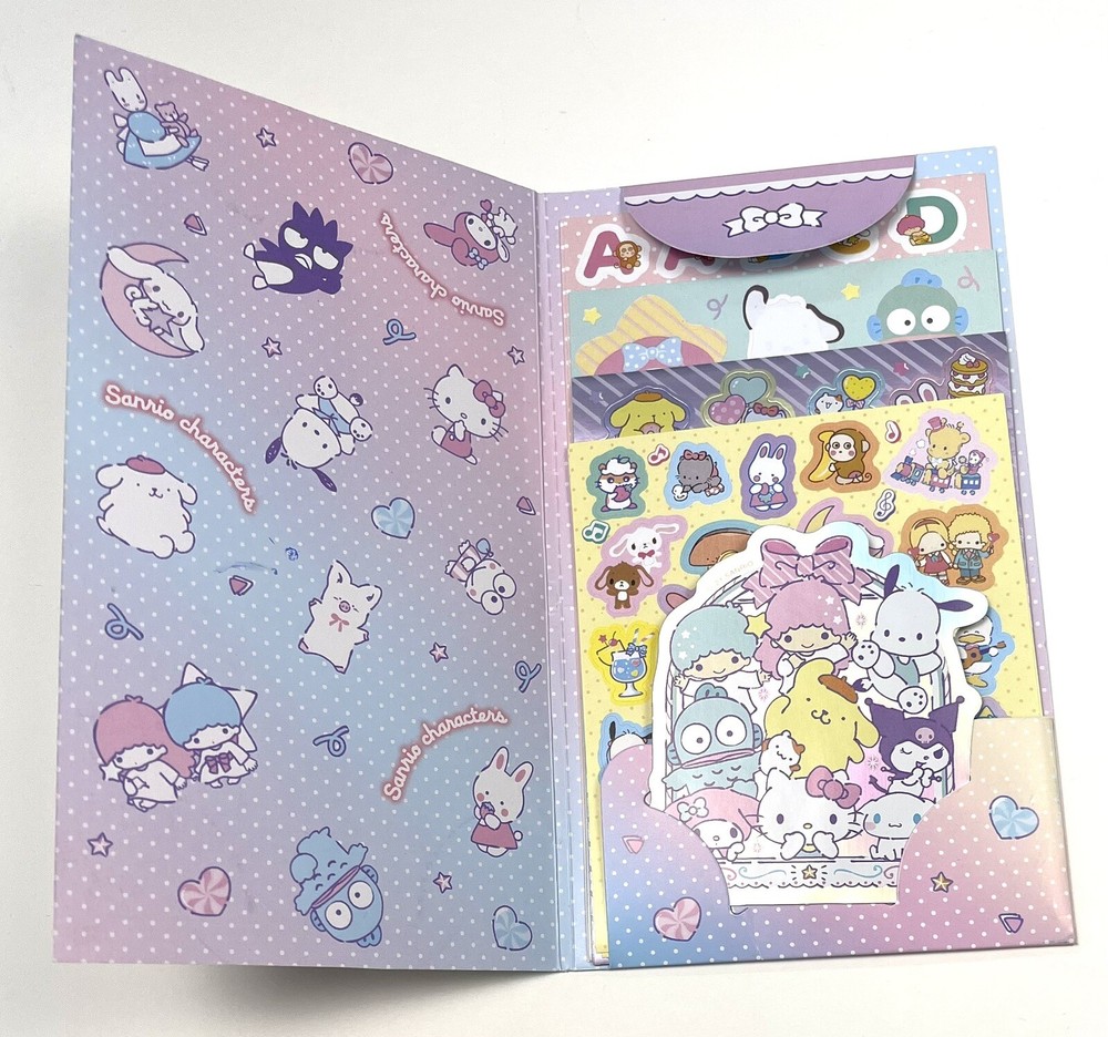 2021 SANRIO Characters 7"x4" Folder & 9 Sheet STICKER SET *2 Stickers Missing*