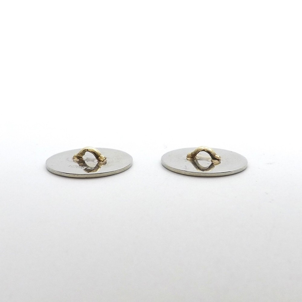 Art Deco Solid 18k White Gold Round Signet Buttons Pair Two Engravable