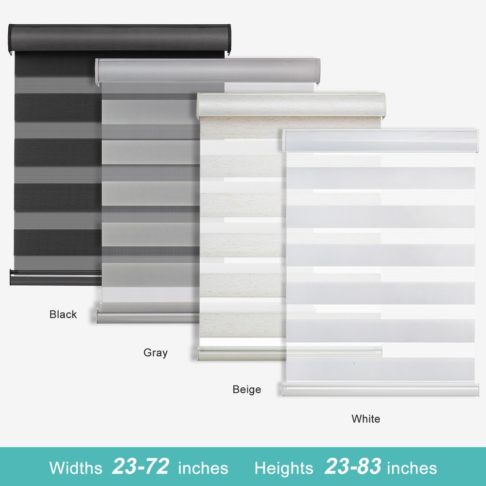 Horizontal Window Shade Blind Zebra Dual Roller Blinds Curtains,Easy to Install