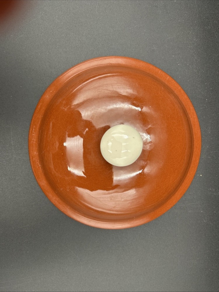 Ceramic Covered Baking Dish, Red/Brown Glaze, White Inside & Accent