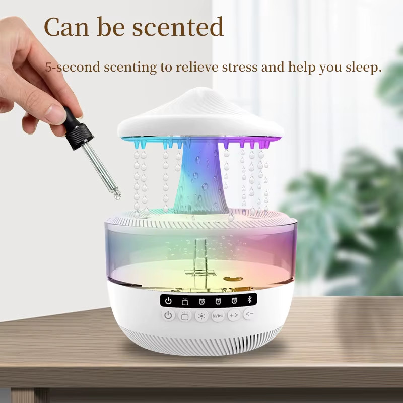 Multifunctional Air Humidifier Bluetooth Speaker Table Lamp Raindrop Effect Spea