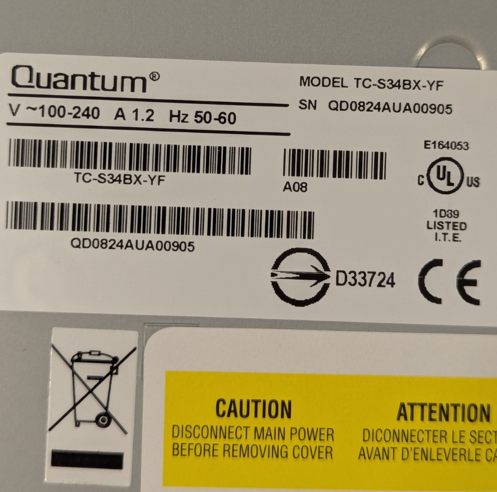 Quantum SDLT 600 External Tape Drive TR-S34BX-YF LVD