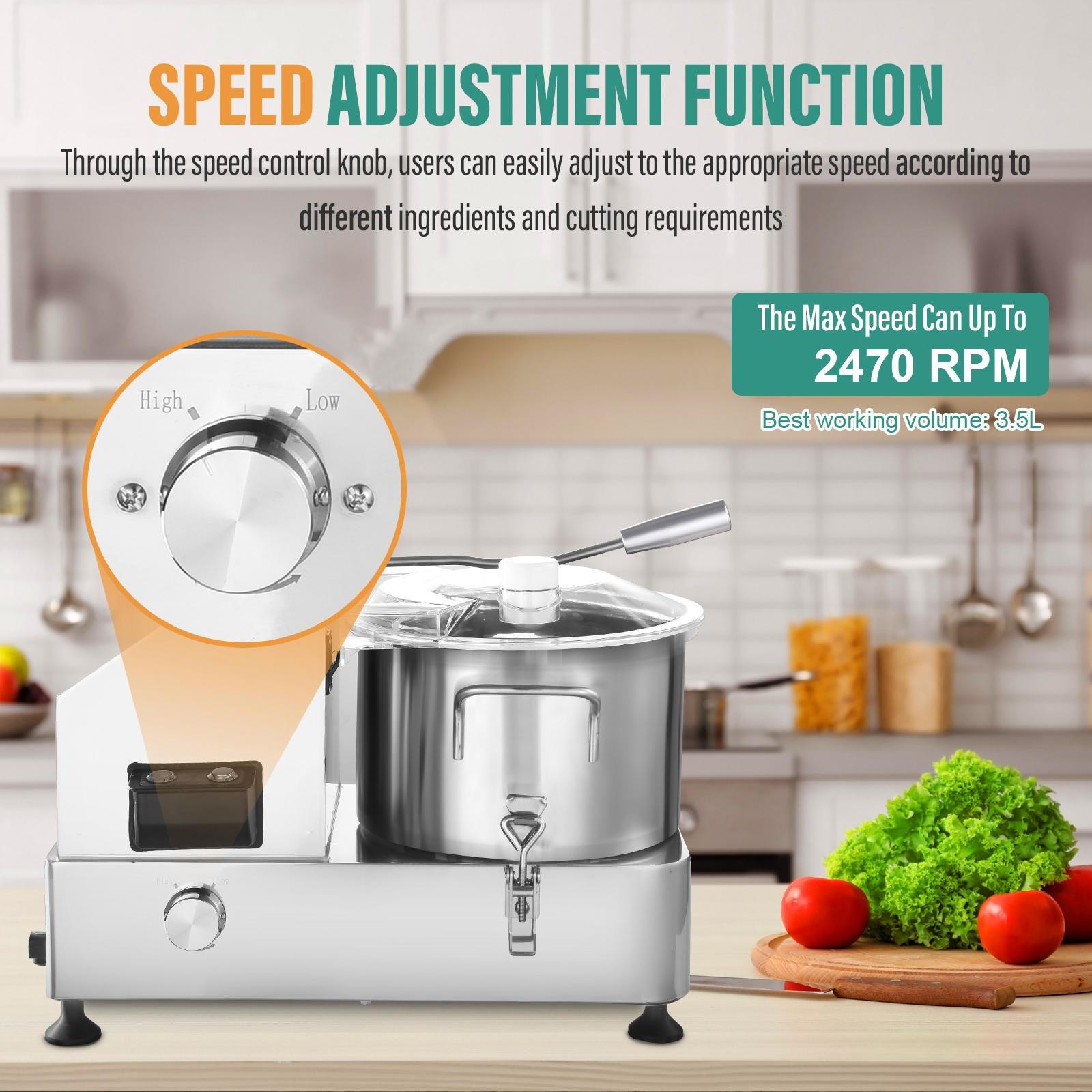 1800W Commercial Food Processor Stainless Steel Electric Vegetable Meat Chopper