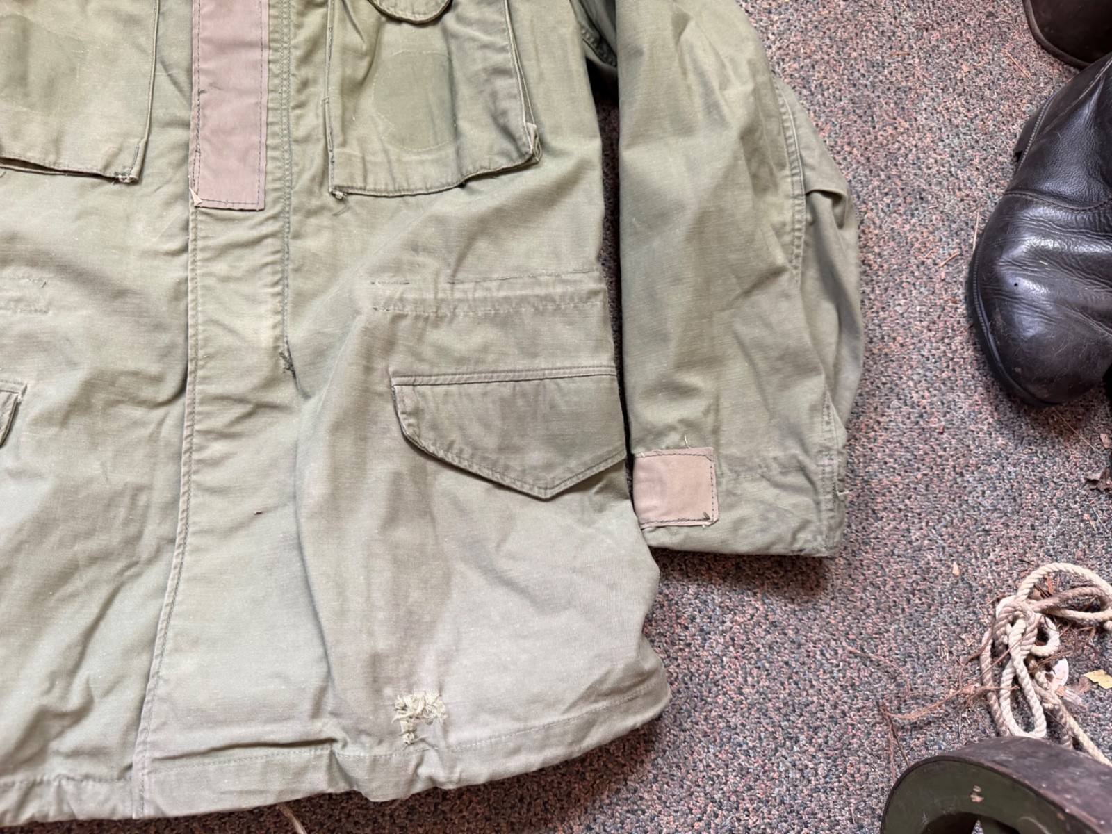 ORIGINAL VIETNAM WAR US ARMY OG-107 COLD WEATHER PARKA-SMALL SHORT