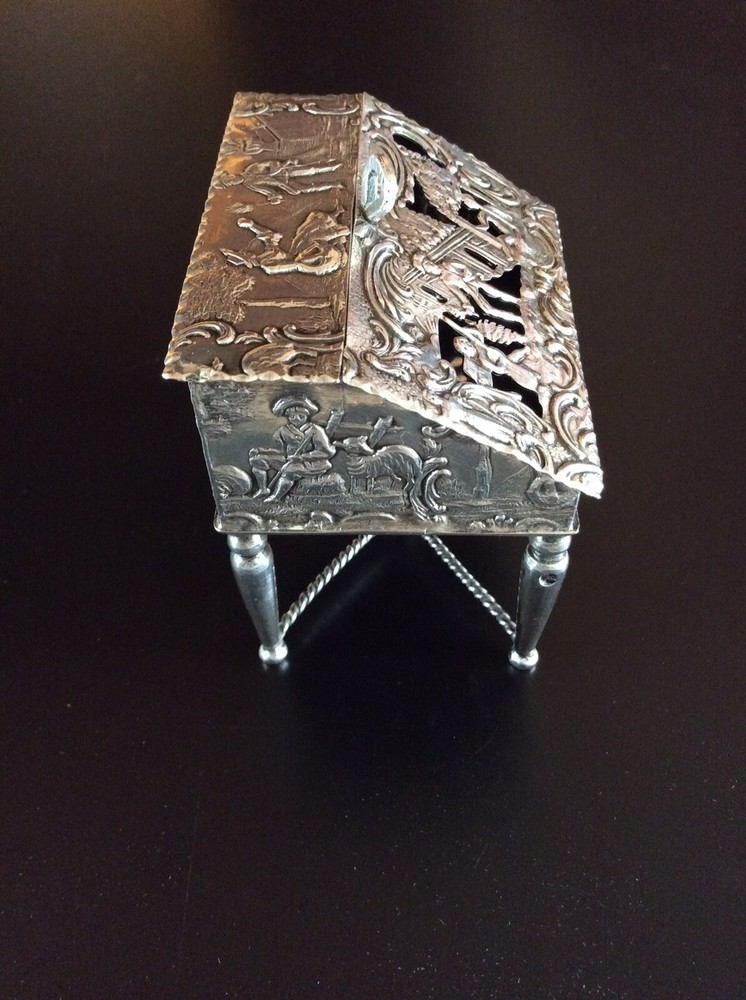 Antique Miniature Dutch Silver Desk